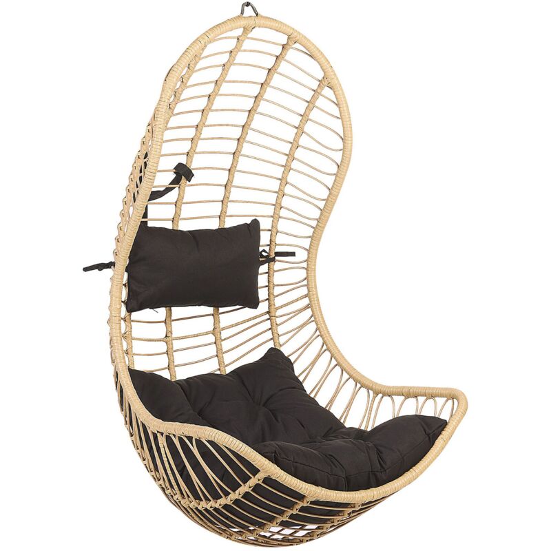 foto del prodotto beliani poltrona sospesa in rattan beige senza piedistallo indoor outdoor pineto