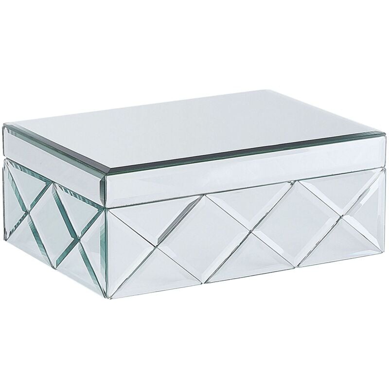 foto del prodotto beliani portagioie decorativo acciaio argento vetro a specchio 25 x 18 x 11 cm gorron