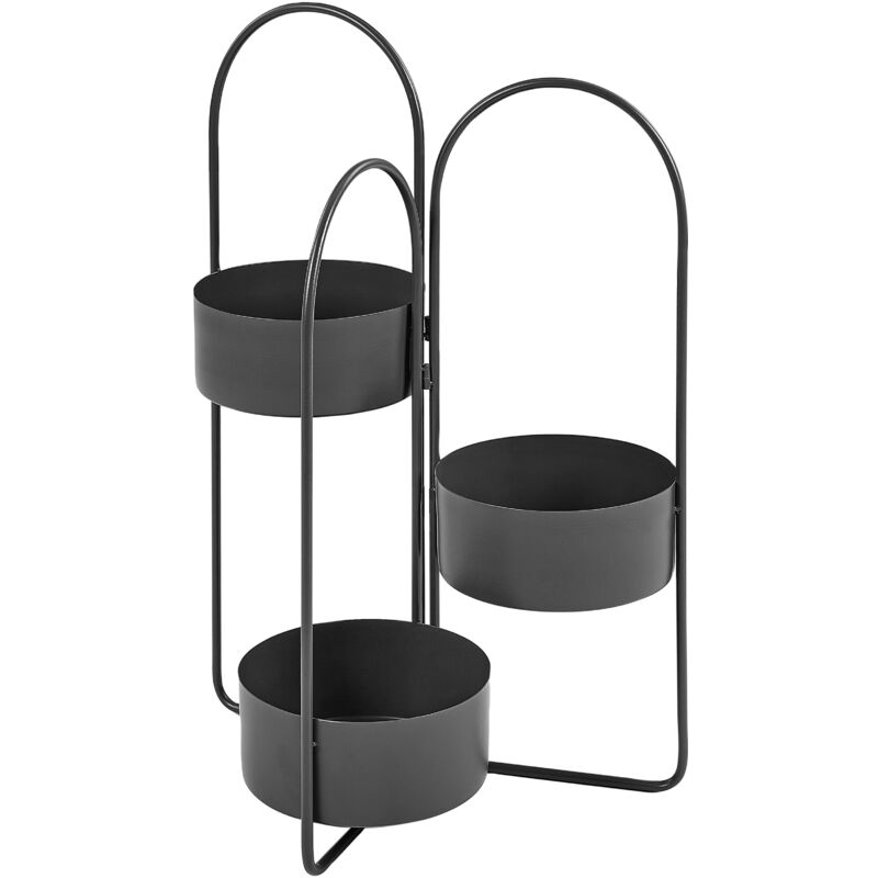 foto del prodotto beliani portapiante per fiori metallo nero rotondo 56 x 26 x 75 cm colutena