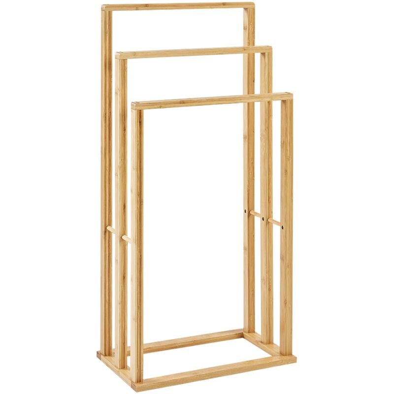 foto del prodotto beliani portasciugamani da bagno 81x40 cm bamb 3 binari legno chiaro tupelo