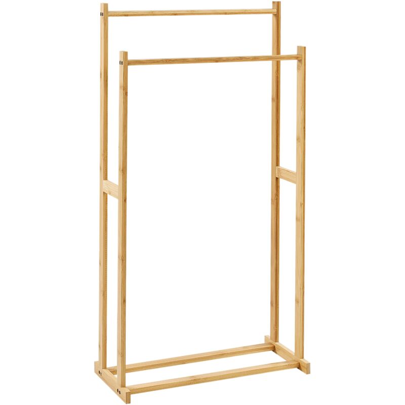 foto del prodotto beliani portasciugamani da bagno 85x45 cm bamb 2 binari legno chiaro hoboken