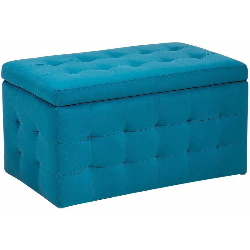 foto del prodotto beliani pouf cassapanca imbottito in velluto blu navy stile chesterfield michigan