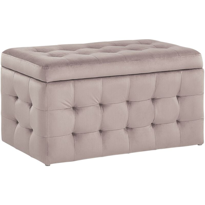 foto del prodotto beliani pouf cassapanca imbottito in velluto rosa stile chesterfield michigan