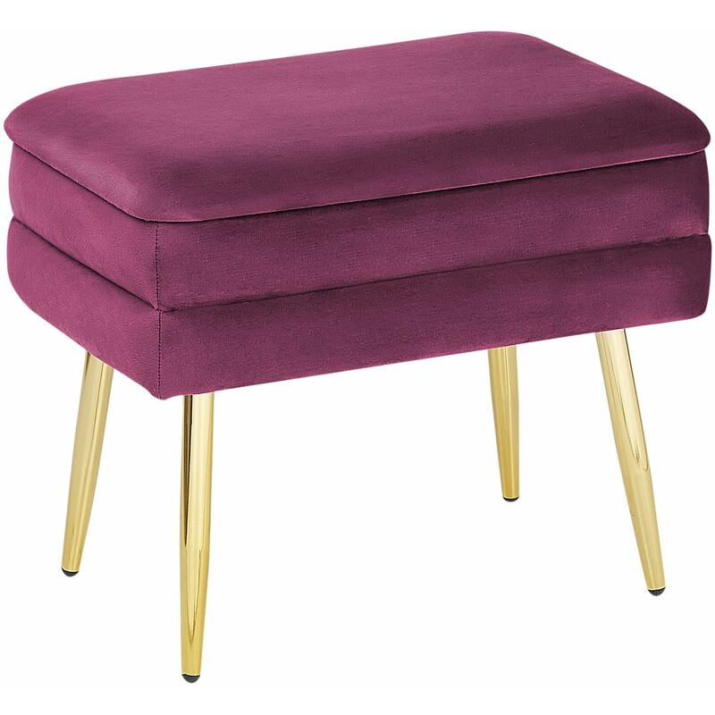 foto del prodotto beliani pouf contenitore imbottito velluto rosa fucsia e gambe dorate 49 cm odessa