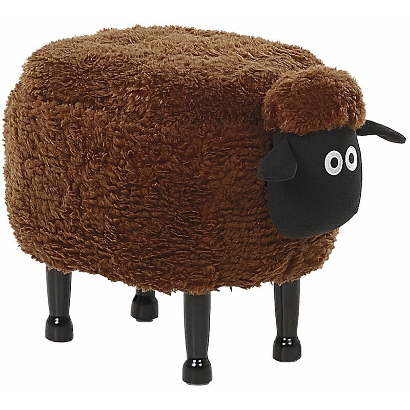 foto del prodotto beliani pouf contenitore per bambini finta pelliccia marrone con gambe legno sheep