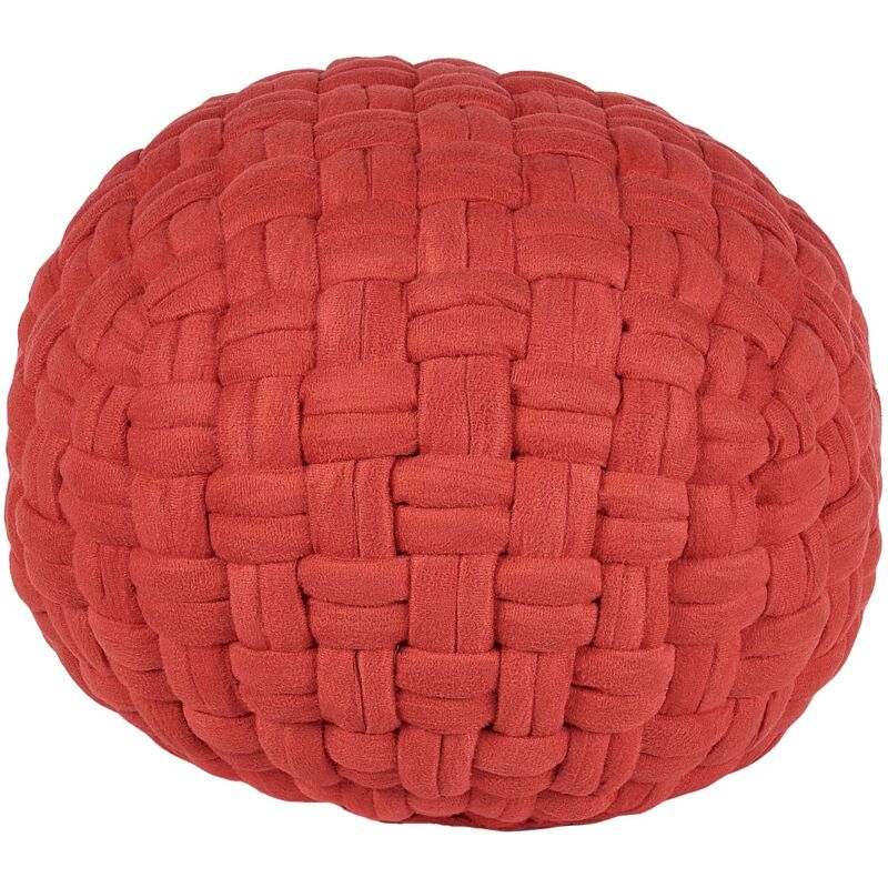 foto del prodotto beliani - pouf cotone rosso intrecciato a mano interno in eps 45 x 35 cm hopa