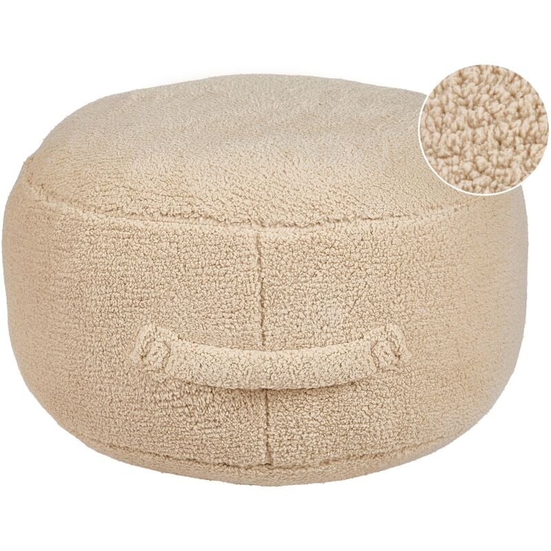 foto del prodotto beliani pouf cuscino rotondo poliestere tinta unita beige 50 x 50 x 30 cm adlana