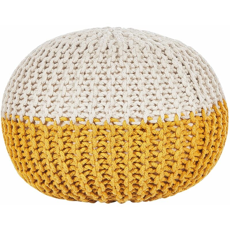 foto del prodotto beliani pouf giallo beige 50 x 35 cm conrad