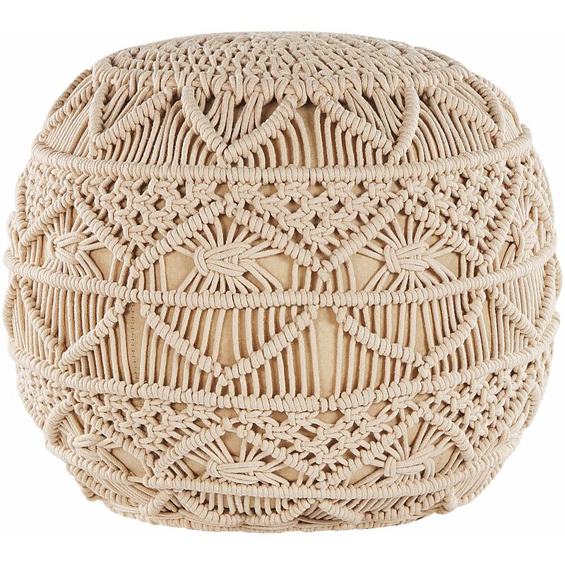 foto del prodotto beliani pouf in tessuto beige 40x40cm kayseri
