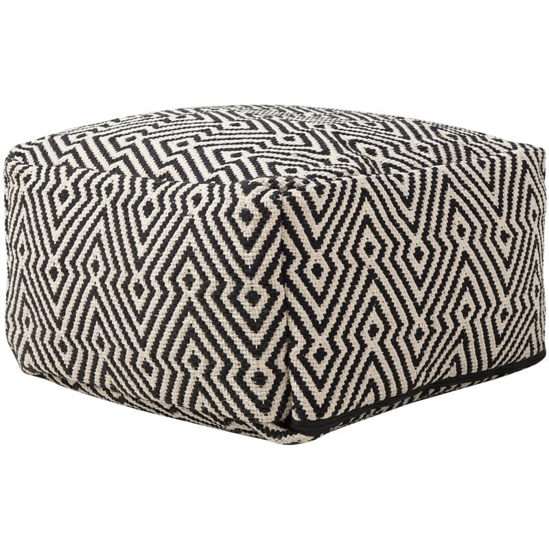 foto del prodotto beliani pouf in tessuto bianco nero 50 x 30 cm mukki