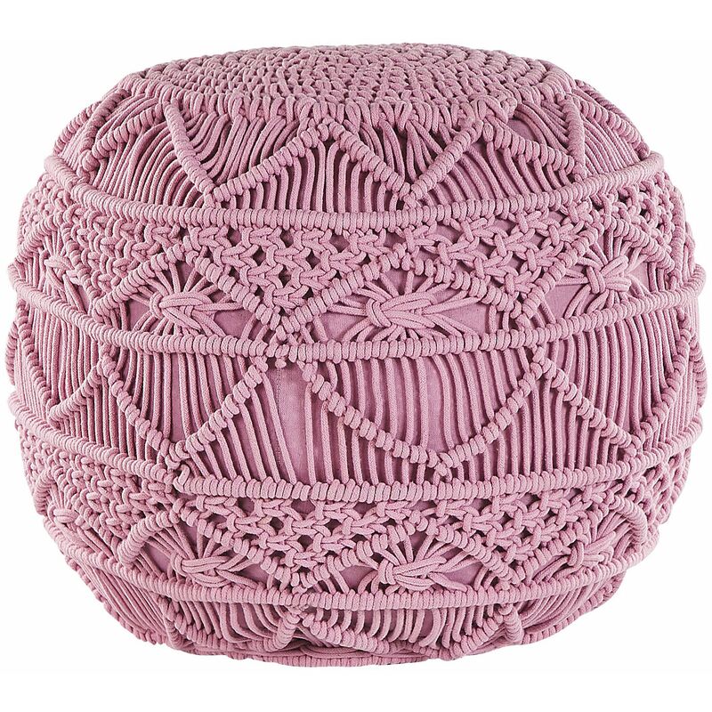 foto del prodotto beliani pouf in tessuto rosa 40x40cm kayseri