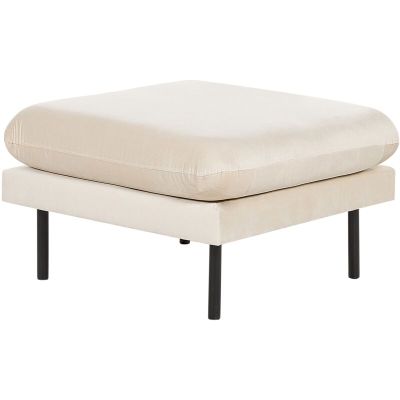 foto del prodotto beliani pouf in velluto beige chiaro con gambe nere 70 x 70 cm vinterbro