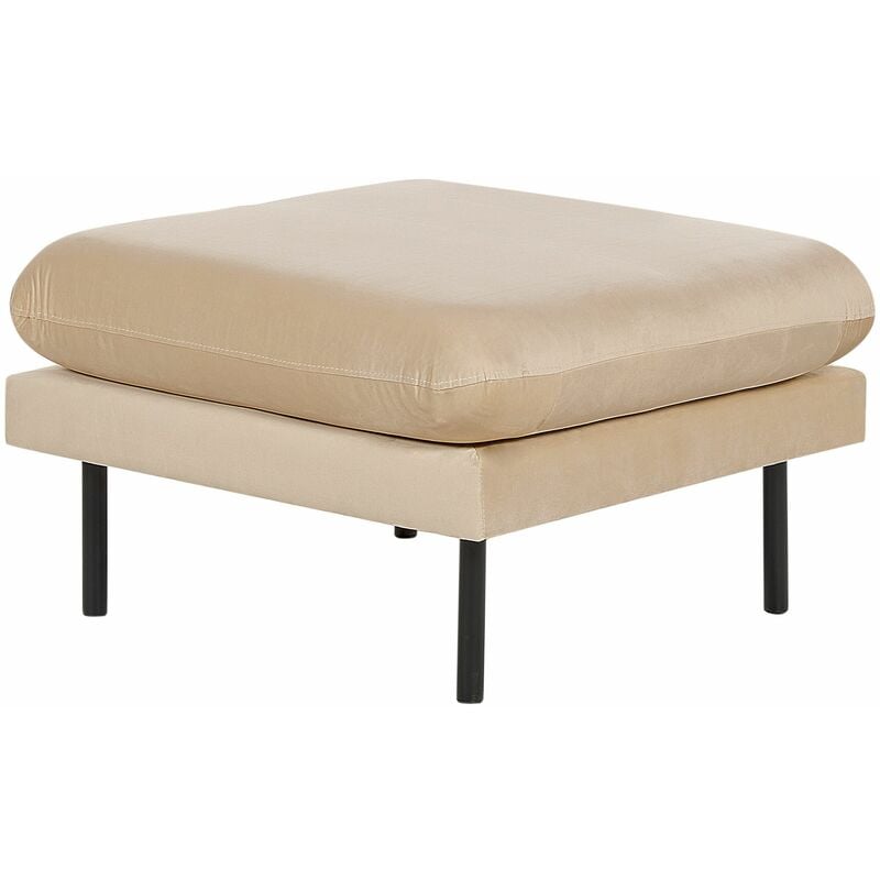 foto del prodotto beliani pouf in velluto beige con gambe nere 70 x 70 cm vinterbro