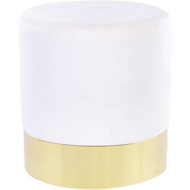 foto del prodotto beliani - pouf in velluto bianco e oro 39 cm sophia