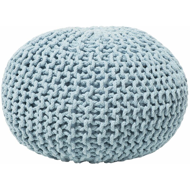 foto del prodotto beliani pouf poggiapiedi in tessuto azzurro 50 x 35 cm conrad