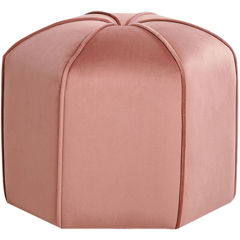 foto del prodotto beliani pouf poggiapiedi moderno rotondo in velluto rosa wishek