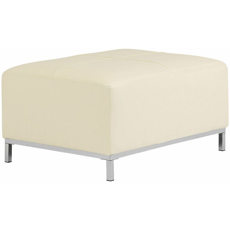 foto del prodotto beliani pouf poggiapiedi ottomano in pelle beige oslo