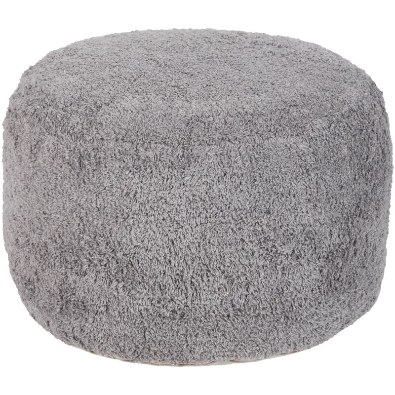 foto del prodotto beliani pouf rotondo shaggy boho moderno cotone sedile decorativo copertura rimovibile fatto a mano grigio kandhkot