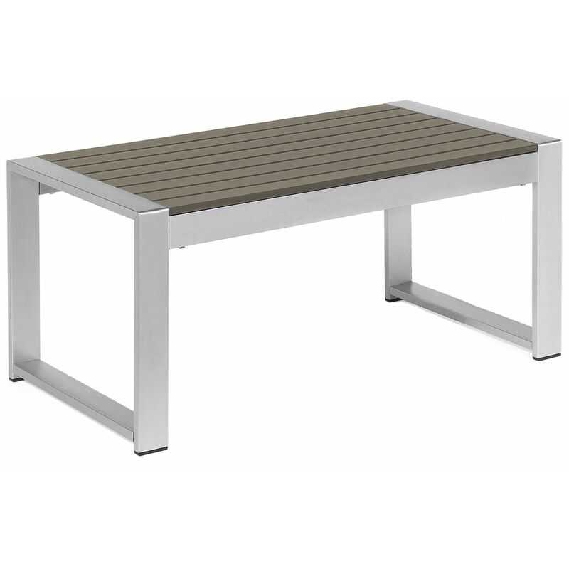 foto del prodotto beliani pratico tavolino in alluminio da giardino 90 x 50 cm grigio scuro salerno