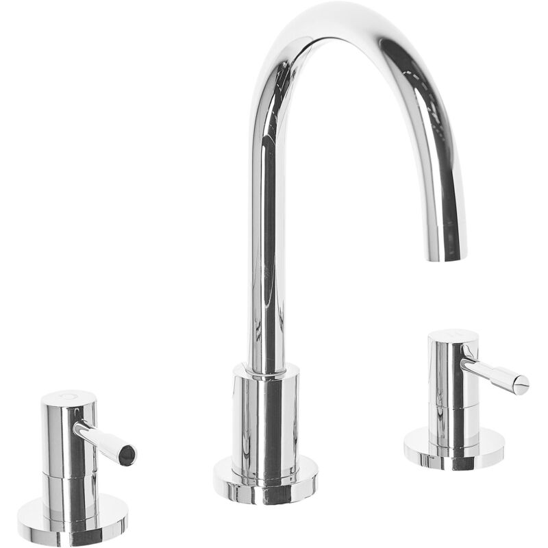 foto del prodotto beliani rubinetto da bagno per lavabo in ottone argento con due manopole sipi