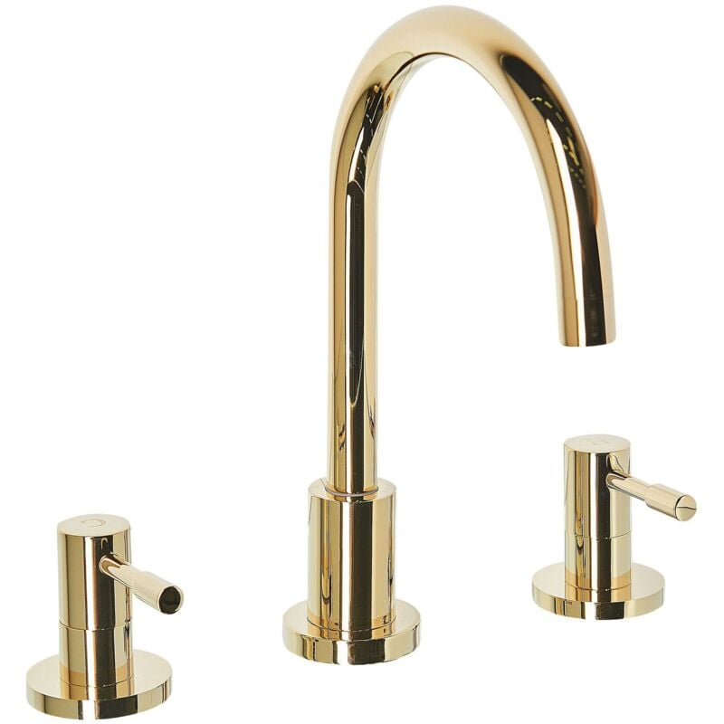 foto del prodotto beliani rubinetto da bagno per lavabo in ottone dorato con due manopole sipi
