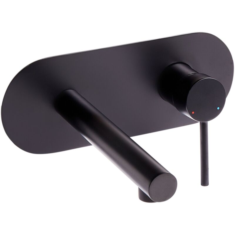 foto del prodotto beliani rubinetto miscelatore da lavabo a parete con maniglia in ottone color nero clavijo