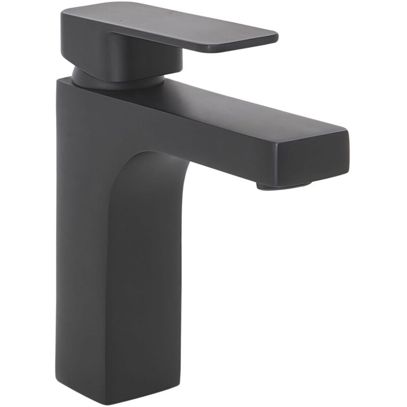 foto del prodotto beliani rubinetto per lavabo monocomando in metallo nero mate stile moderno irupu