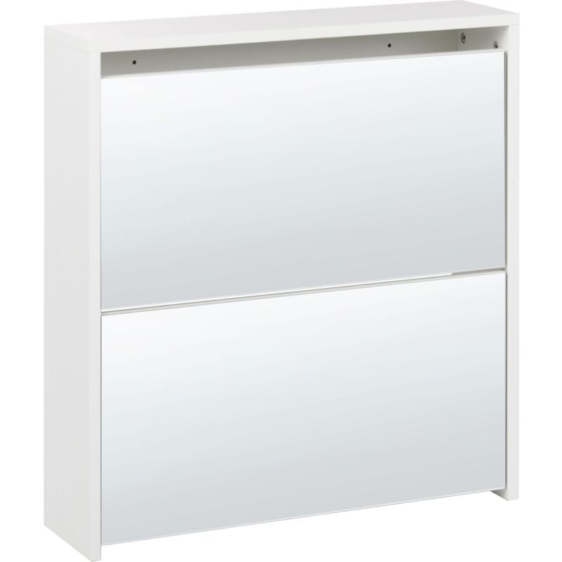 foto del prodotto beliani scarpiera 2 scomparti con telaio in mdf e specchi bianco midfield