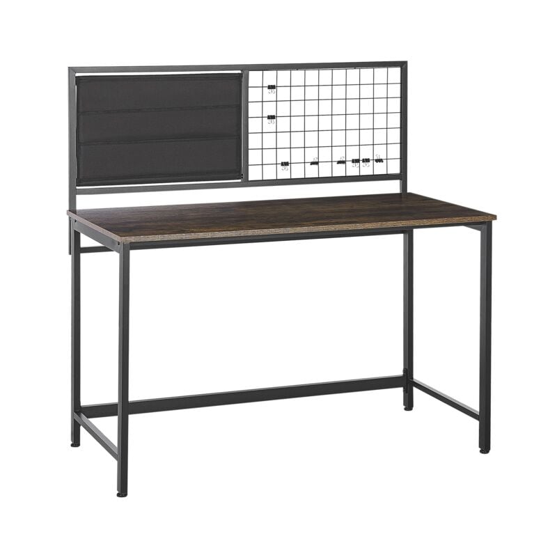 foto del prodotto beliani scrivania compatta industriale smart working effetto legno scuro con organizer vince