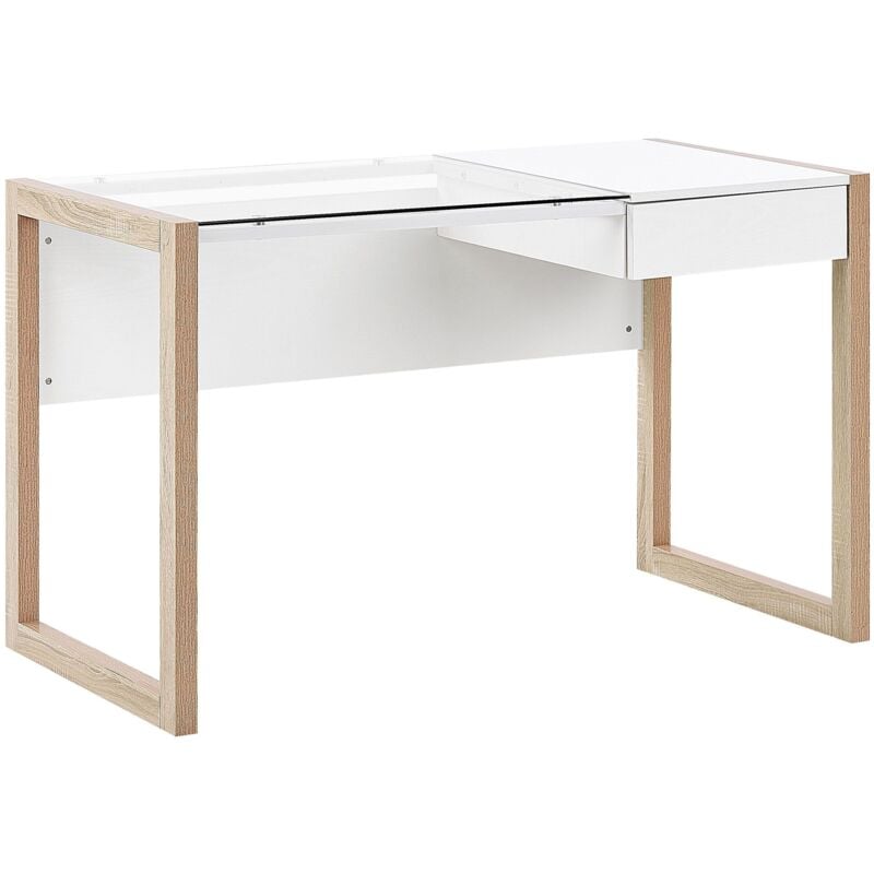 foto del prodotto beliani scrivania da ufficio con cassetti e piano in vetro 120 x 60 cm jenks