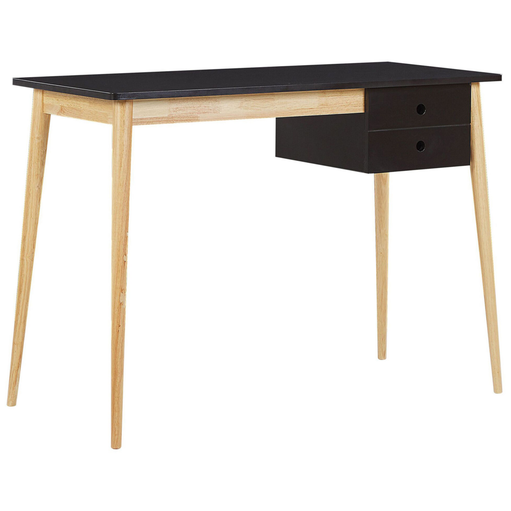 foto del prodotto beliani scrivania ufficio mdf nero e colore legno chiaro 1 cassetto 106 x 48 cm ebeme