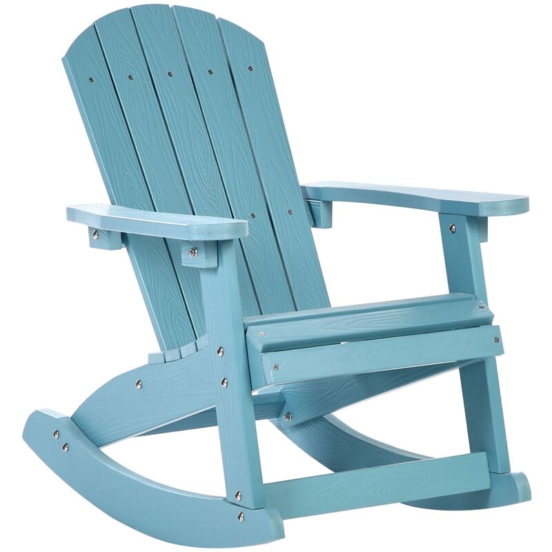 foto del prodotto beliani sedia a dondolo da giardino in plastica azzurra per bambini adirondack