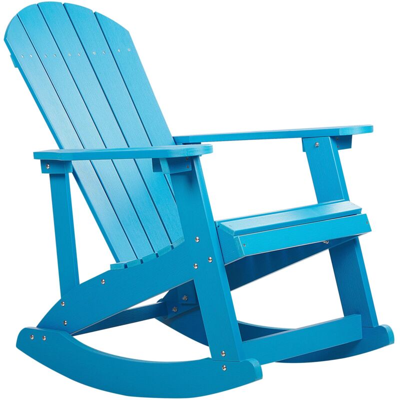 foto del prodotto beliani sedia a dondolo tradizionale da giardino blu adirondack