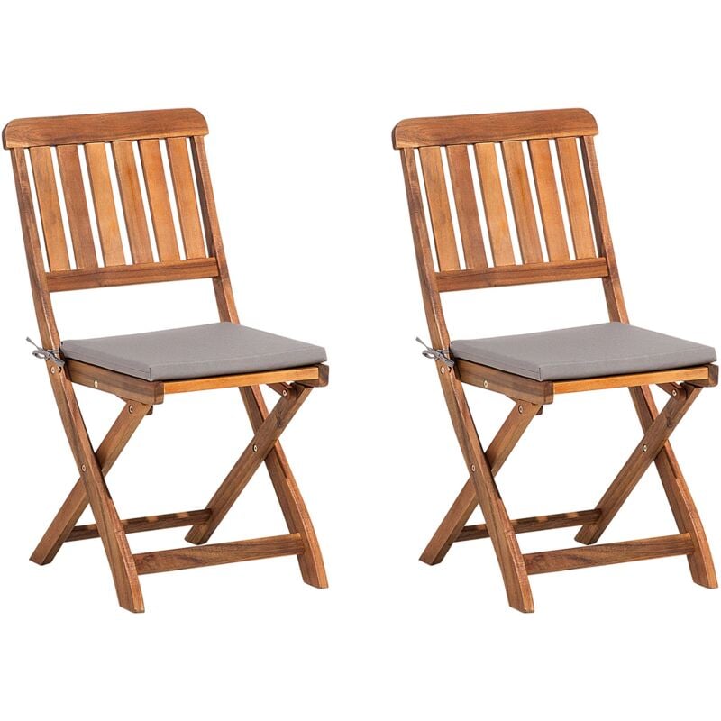 foto del prodotto beliani sedia da giardino in legno di acacia 140x75cm 2pz cento