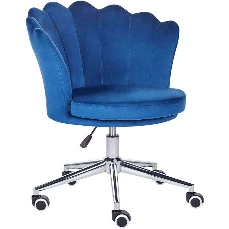 foto del prodotto beliani sedia da ufficio in velluto azzurro con base girevole monticello