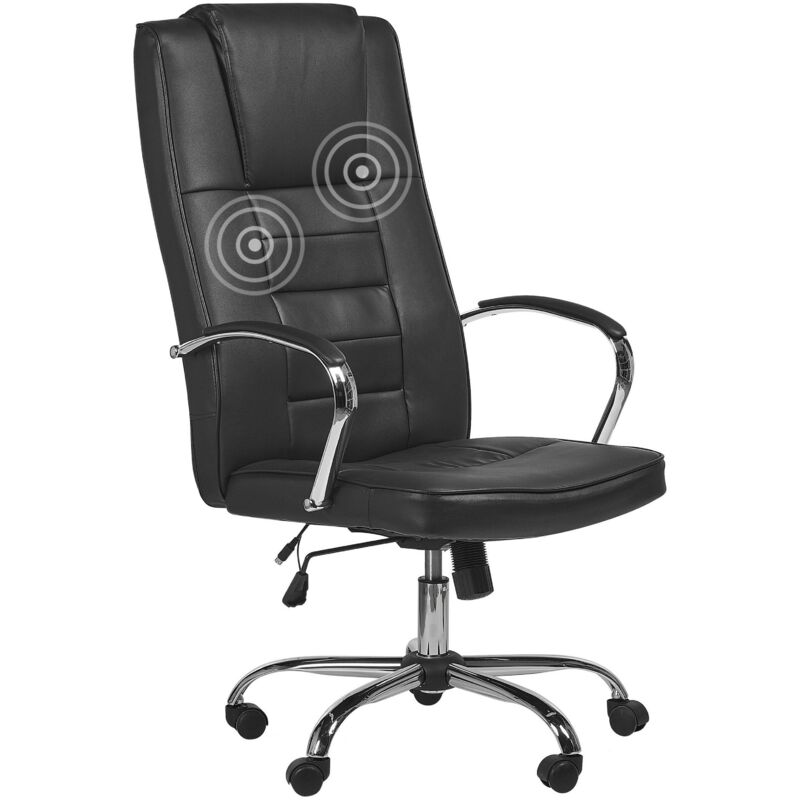 foto del prodotto beliani sedia da ufficio massaggiante in ecopelle nera riscaldata 4 modalit gaming studio grandeur