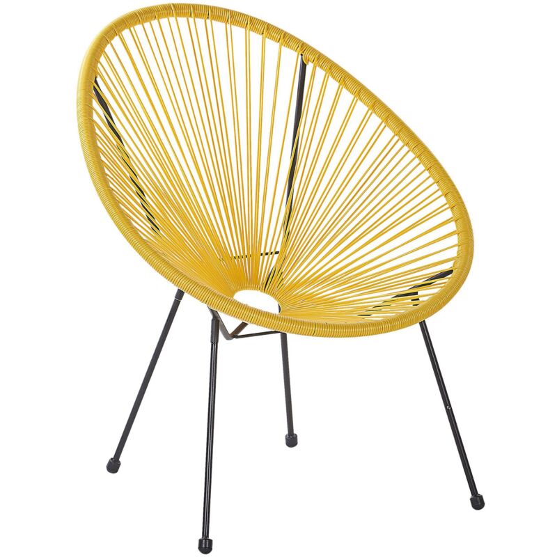 foto del prodotto beliani sedia moderna rotonda in rattan spaghetti giallo acapulco ii
