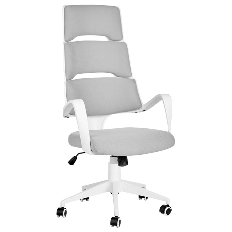 foto del prodotto beliani sedia ufficio in materiale sintetico bianco e grigio schienale regolabile grandiose