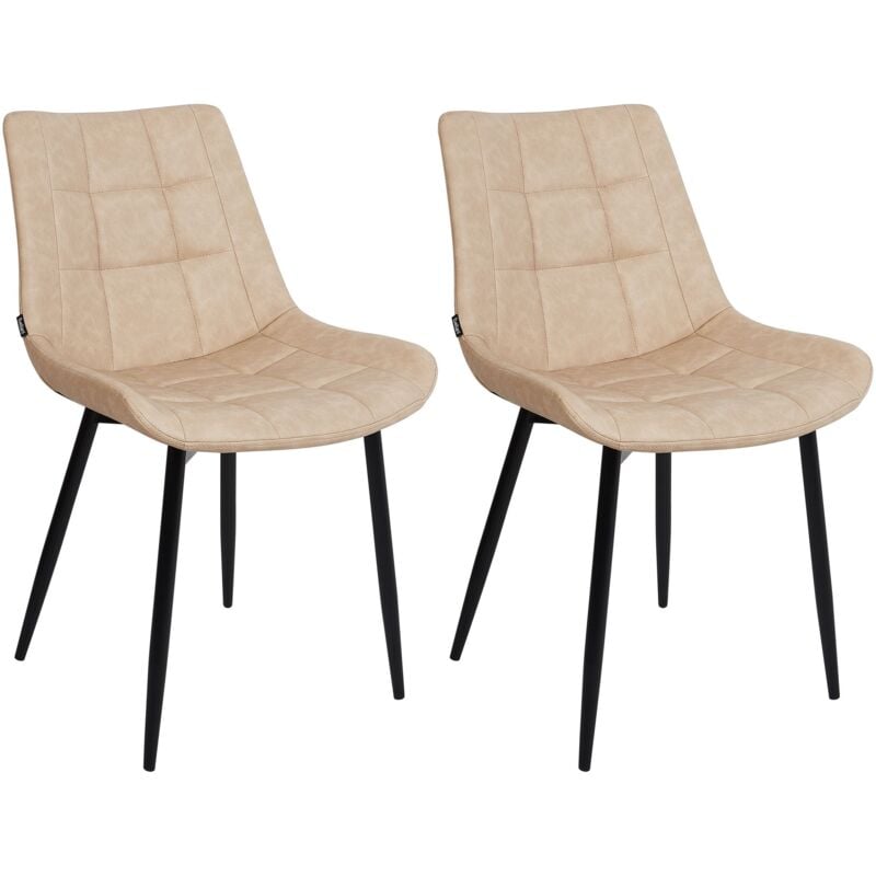foto del prodotto beliani set 2 sedie da pranzo in ecopelle beige gambe in acciaio nero melrose ii