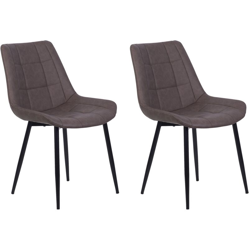 foto del prodotto beliani set 2 sedie da pranzo in ecopelle marrone scuro gambe in ferro nero melrose ii