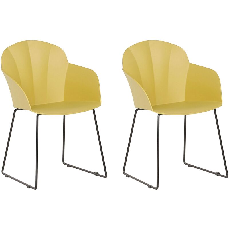 immagine 0 del prodotto beliani set 2 sedie da pranzo in materiale sintetico giallo gambe metallo nero sylva