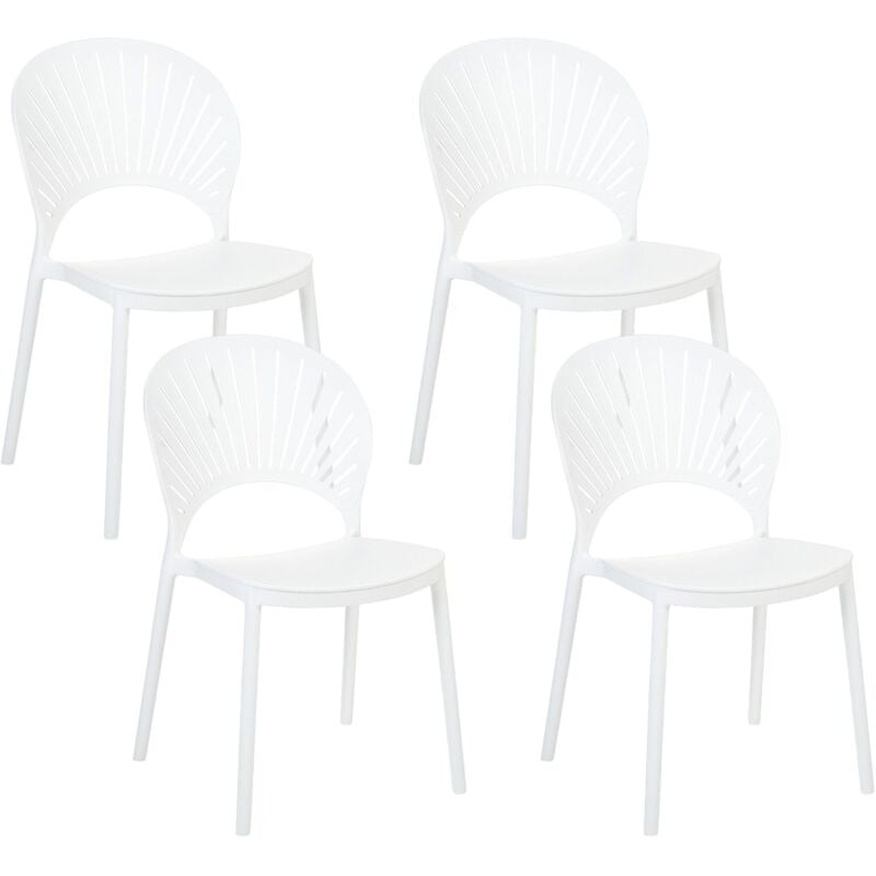 foto del prodotto beliani set 4 sedie da pranzo interno ed esterno in plastica bianco ostia