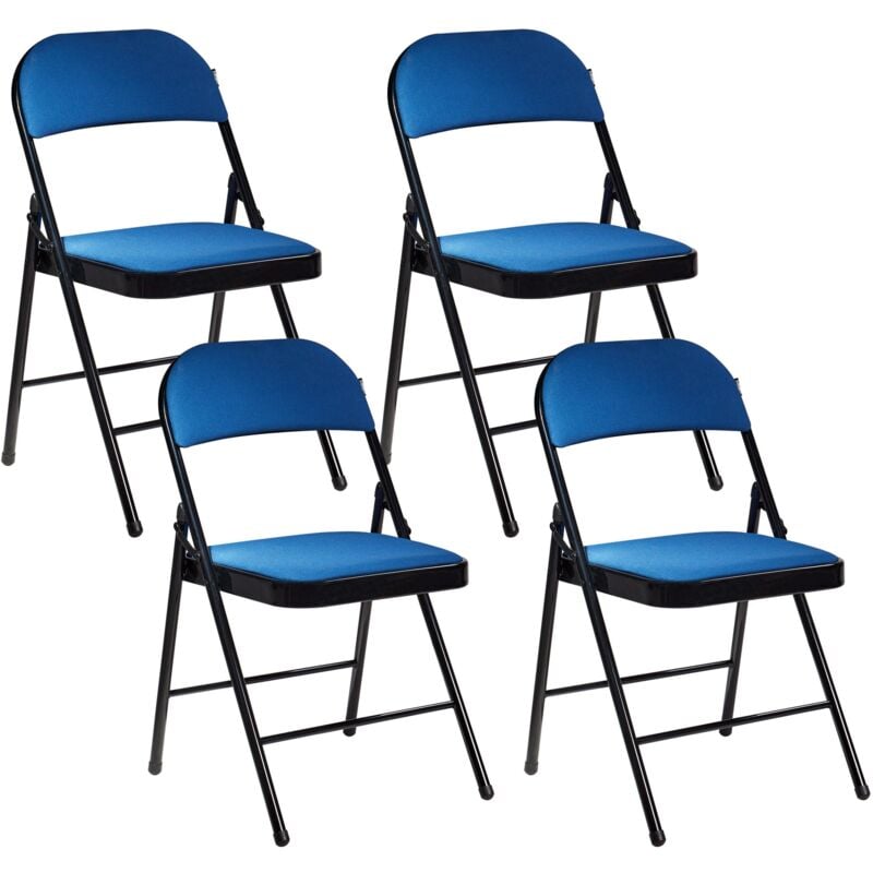 foto del prodotto beliani set 4 sedie pieghevoli in metallo blu e nero sparks