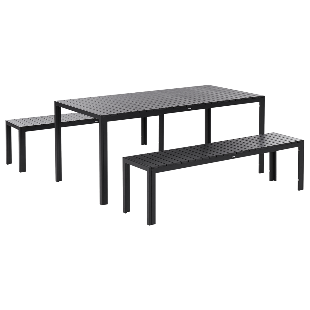 foto del prodotto beliani set da giardino in alluminio anodizzato nero tavolo rettangolare 2 panche nardo
