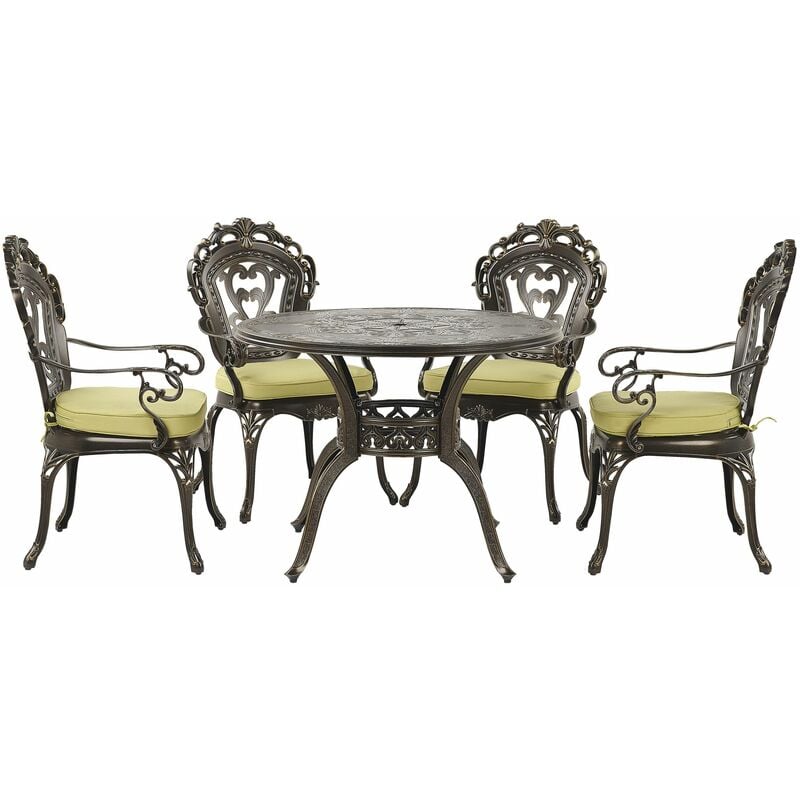 foto del prodotto beliani set da giardino marrone in alluminio tavolo e 4 sedie stile vintage sapri