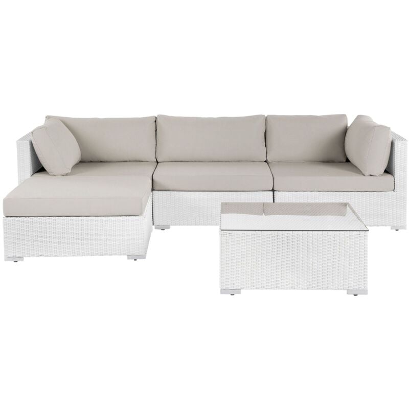 foto del prodotto beliani set da giardino modulare in rattan bianco lato destro sano ii
