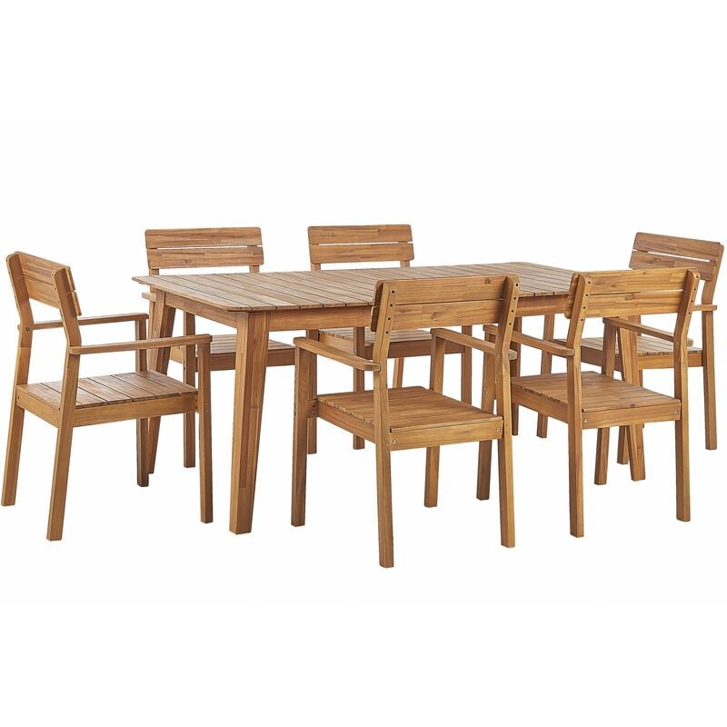 foto del prodotto beliani set da pranzo da giardino rustico a 6 posti tavolo da esterno 180 x 90 cm sedie fornelli