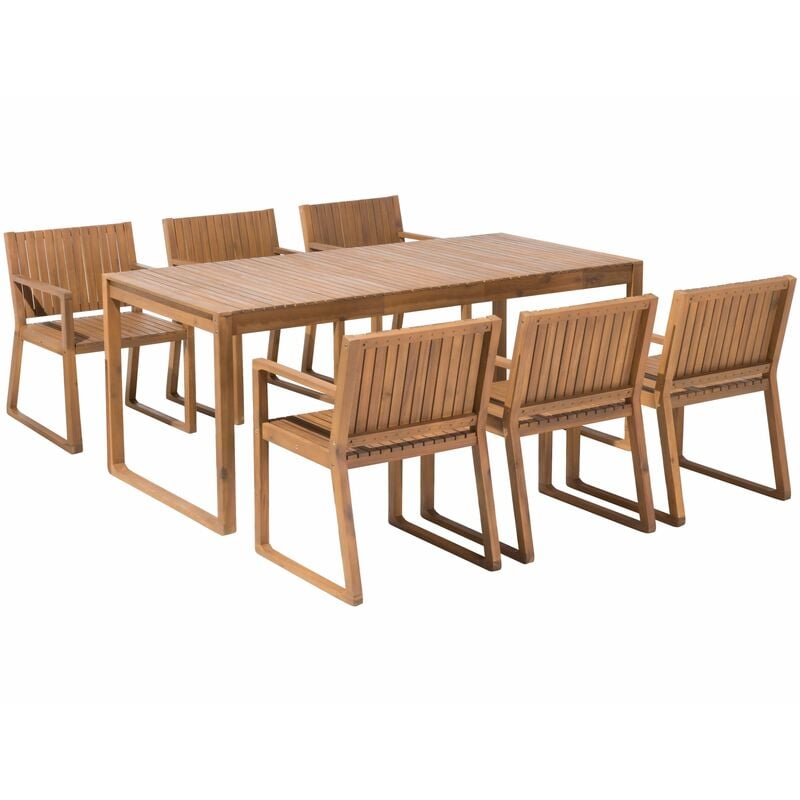foto del prodotto beliani set da pranzo da giardino rustico a 6 posti tavolo da esterno 180 x 90 cm sedie sassari