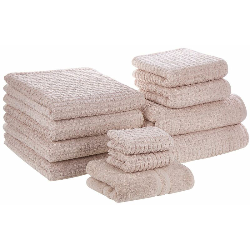 foto del prodotto beliani set di 11 asciugamani da bagno in morbido cotone low twist rosa atai