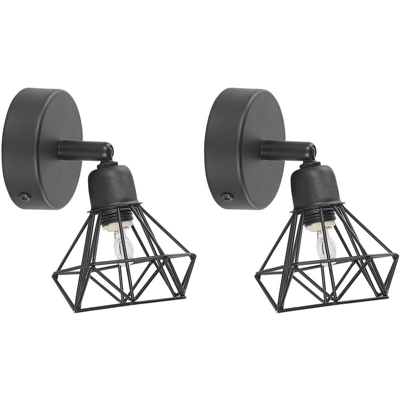 foto del prodotto beliani set di 2 applique da parete in metallo nero erma